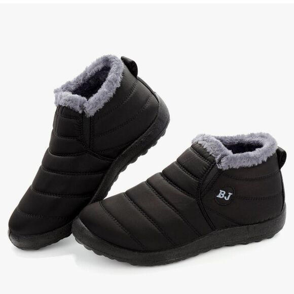 BRAND NEW BJ SNOW BOOTS WINTER WARM FAUX FUR LINED ANTI-SLIP ANKLE BOOTIE - Picture 1 of 16